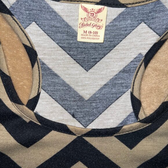 Faded Glory‎ Medium Chevron Razorback Sleeveless Tank Tan Black C03 - Picture 3 of 6